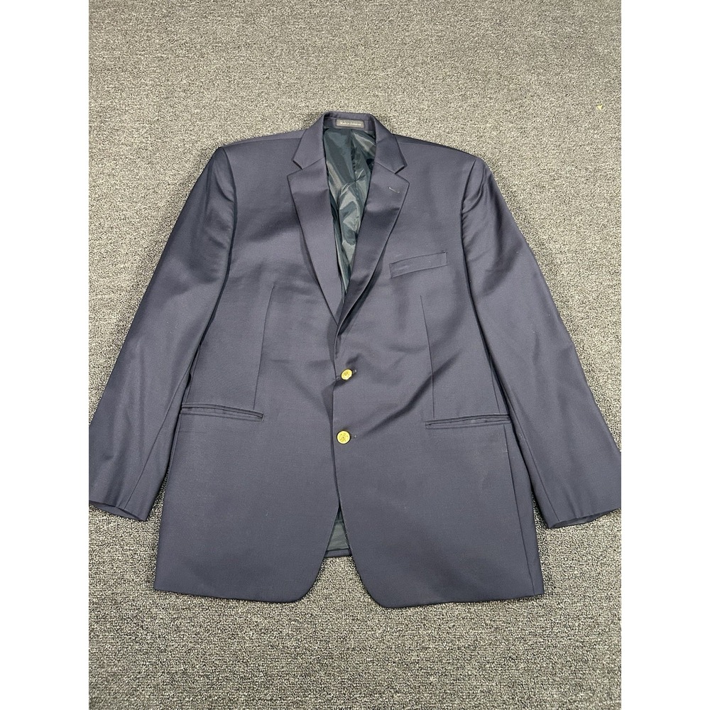 Lauren Ralph Lauren Blazer Men's 46L Navy Blue Gold Buttons 100% Wool Business